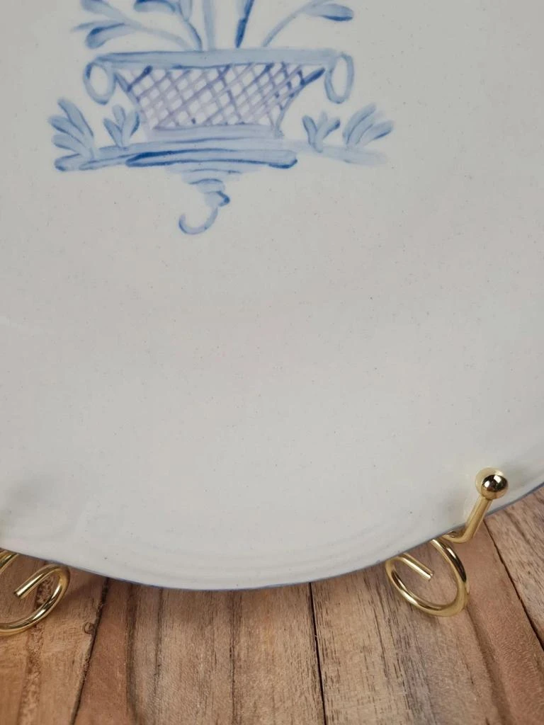 Assiette ancienne Gien décor bleu – panier fleuri – 24 cm – photo 4